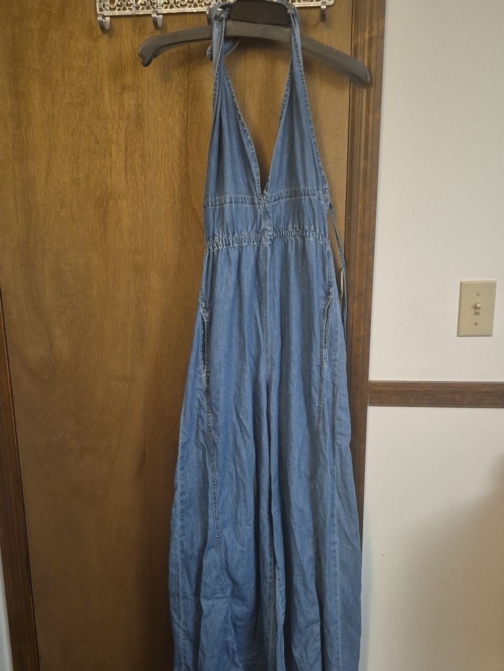 We The Free Light Blue Denim Halter Romper Jumpsuit